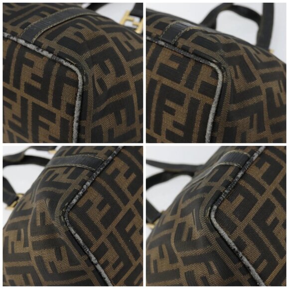 FENDI Zucca Canvas Hand Bag Brown Black gold Auth 146809 - Picture 14 of 16